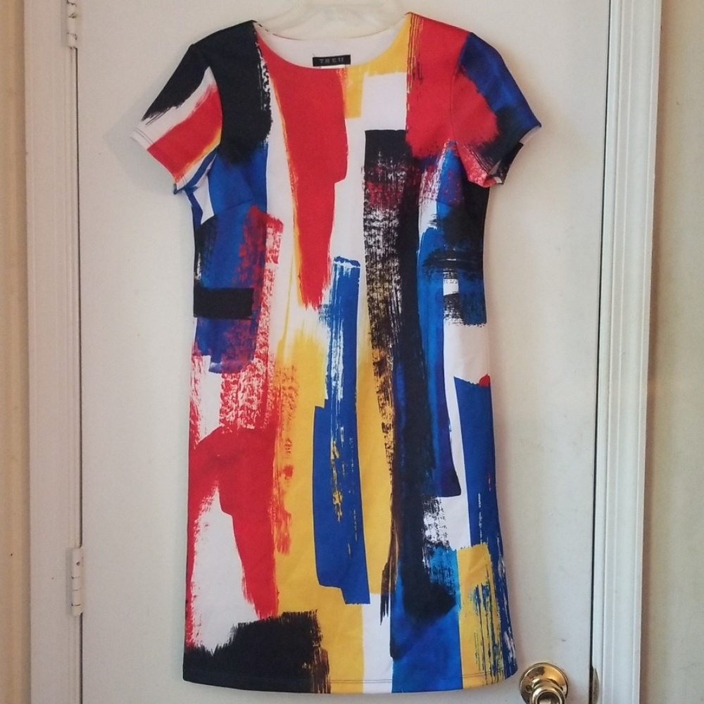 TREU Womens Primary Abstract Paint Splatter Dress - Picture 3 of 10